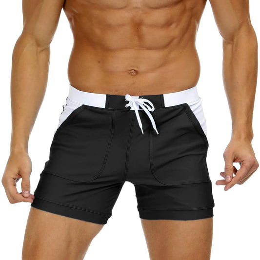 MAGNIVIT Mens Swimsuits Solid Basic Long Swim Sport Trunks Board Shorts Swimwear Black
